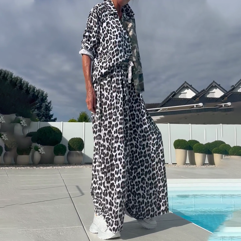 Leopard & Camouflage 2-delt Sæt – Skjorte & Bukser