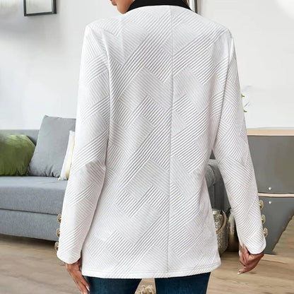 Damejakke – Stilfuld Color Blocking med Åben Front