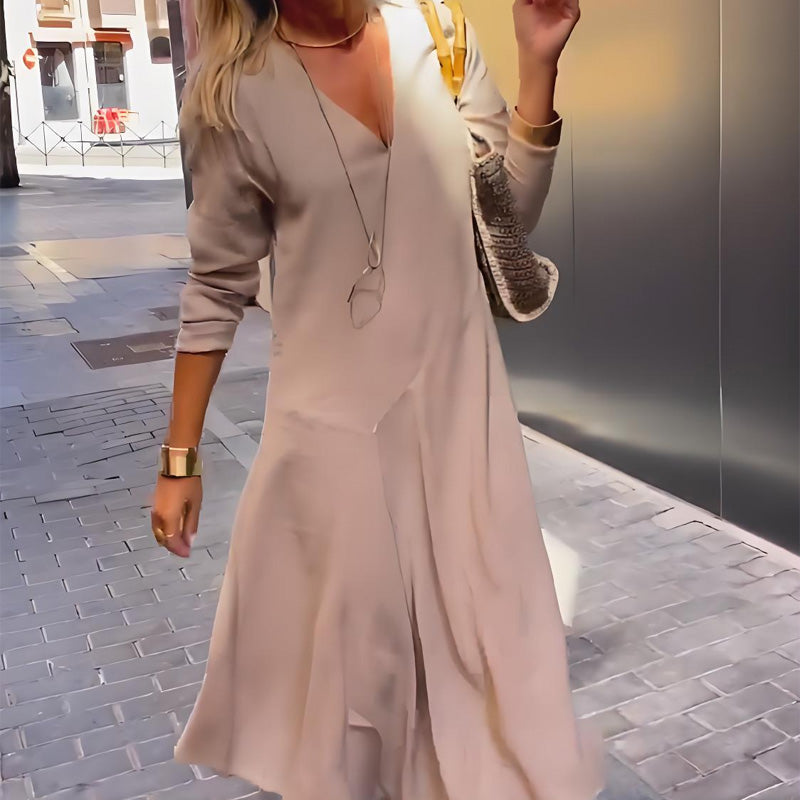 Elegant Kjole med V-udskæring | Let & Alsidig Stil